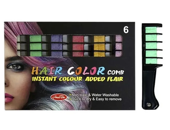 Крейда для волосся в гребінці, металік Різнокольоровий Unison (S006)