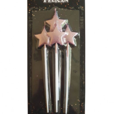 Набір свічок для торту "ЗІРОЧКА  на полочці", рожеве золото, 4шт/уп Рожевий Pelican (868613)