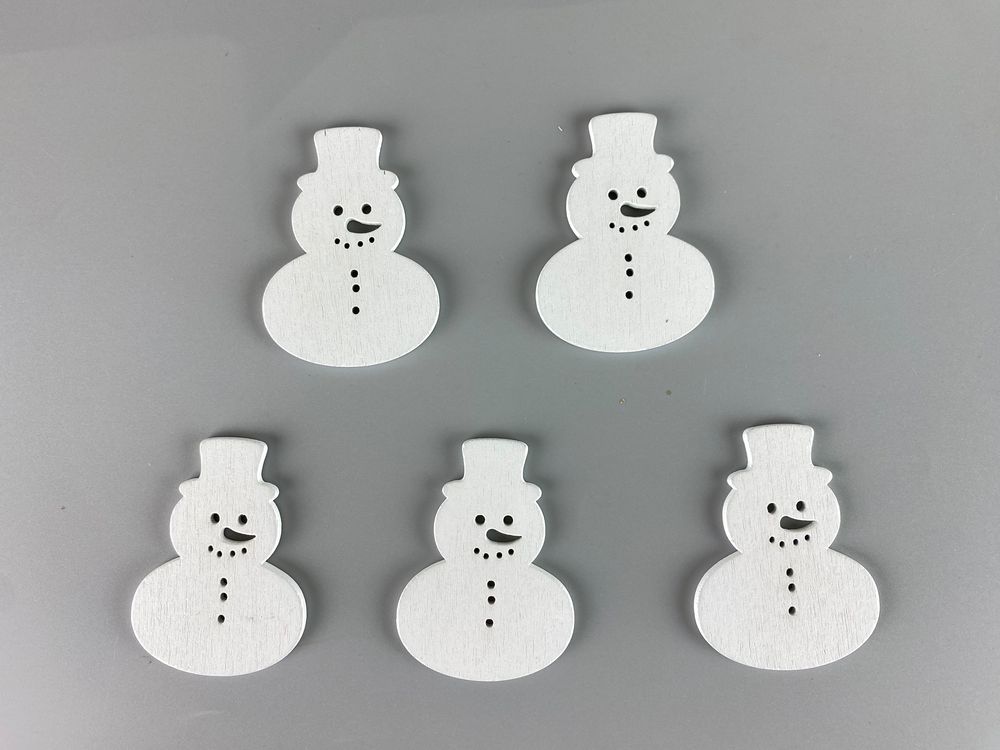 Дерев'яний сніговик 5 х 6см, білий, 5шт (TK-015)