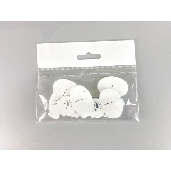 Дерев'яний сніговик 5 х 6см, білий, 5шт (TK-015)