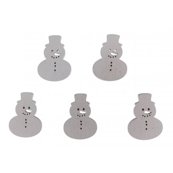 Дерев'яний сніговик 5 х 6см, білий, 5шт (TK-015)