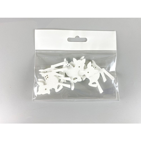 Дерев'яний бембі  5 х 6см, білий, 5шт (TK-019)