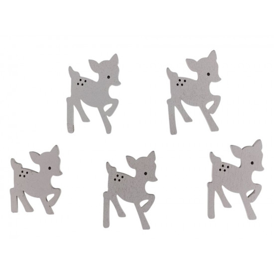 Дерев'яний бембі  5 х 6см, білий, 5шт (TK-019)