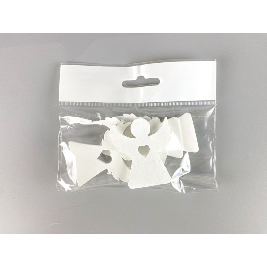 Дерев'яний ангел з сердечком  5 х 6см, білий, 5шт (TK-020)