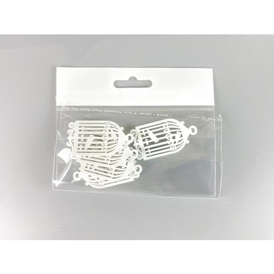 Дерев'яна клітка з попугою 5 х 6см, біла, 5шт (TK-021)