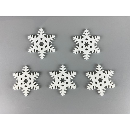 Дерев'яна сніжинка з зірочкою 5 х 6см, біла, 5шт (TK-024)