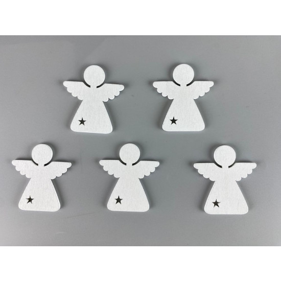Дерев'яний ангел з зірочкою 5 х 6см, білий, 5шт (TK-030)