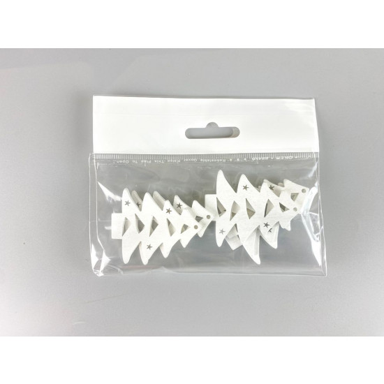 Дерев'яна ялинка із трикутниками 5 х 6см, біла, 5шт (TK-033)