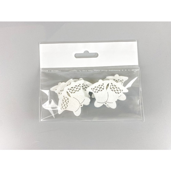 Дерев'яні дзвіночки (подвійні) 5 х 6см, білі, 5шт (TK-034)