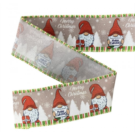 Стрічка поліестер новорічна Merry Christmas 63мм , 10 ярд (D30248-20)