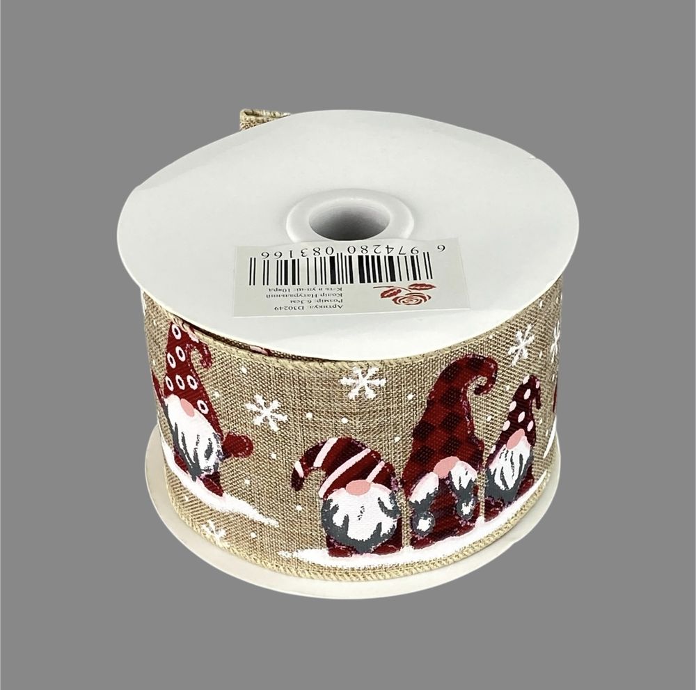 Стрічка з мішковини новорічна  , 10 ярд (D30249-22)