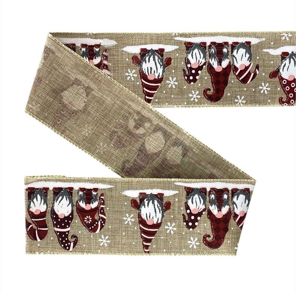 Стрічка з мішковини новорічна  , 10 ярд (D30249-22)