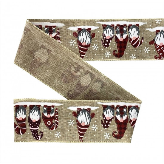 Стрічка з мішковини новорічна  , 10 ярд (D30249-22)