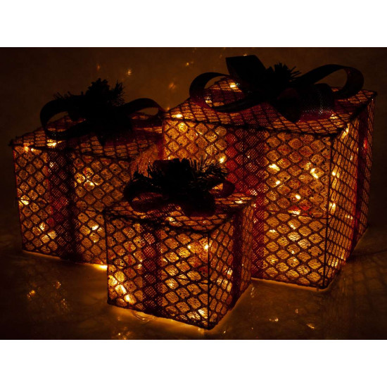 Подарки LED, 45 см золотой с бордовым (19-042-G)