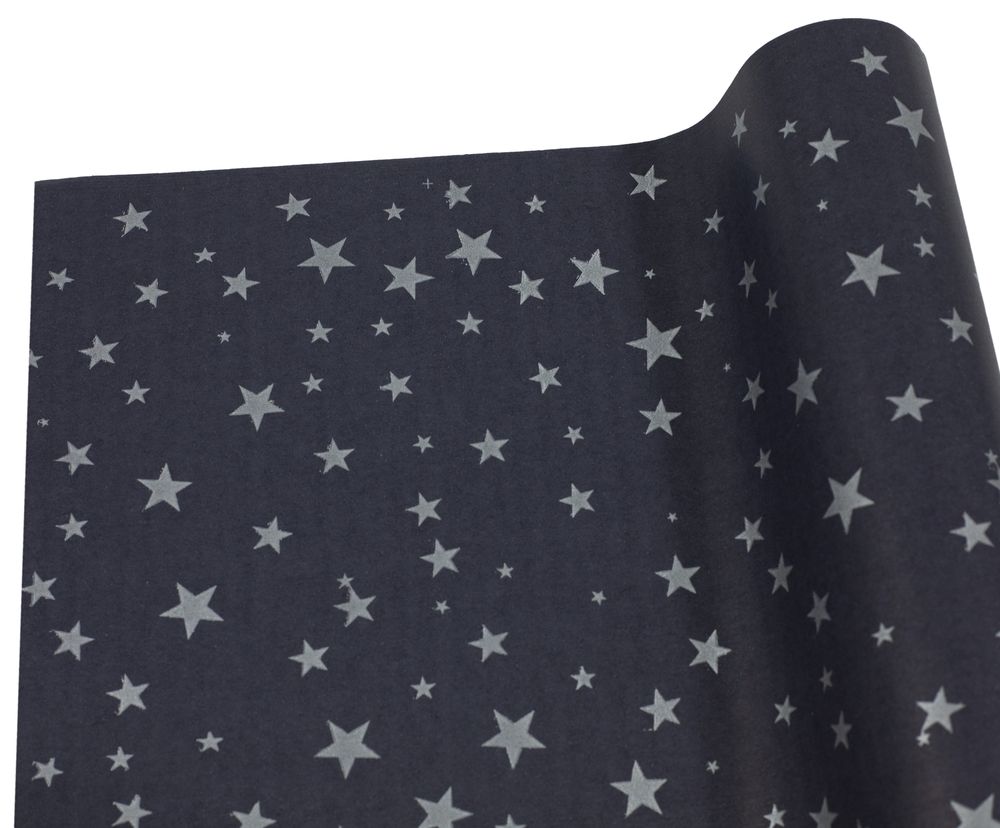 Папір папірусний (тішью), 30г. 50см х 14м, чорна з срібними зірками Чорний Unison (PQD5014-26)