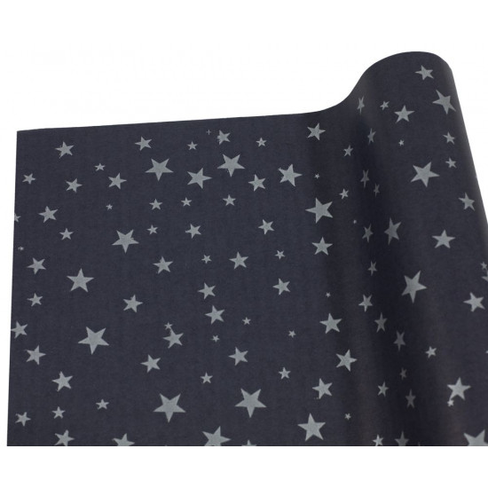 Папір папірусний (тішью), 30г. 50см х 14м, чорна з срібними зірками Чорний Unison (PQD5014-26)