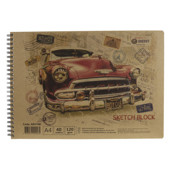 Альбомы для рисования 40 л А4 спираль  KRAFT 120г/м Ofort (AR4740)