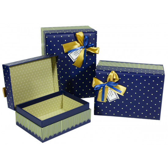 Подарункова коробка 06410-3, прямокутна синя, 21*15*10cm/18.5*13*9/16*12*8cm 3шт. в наборі (06410-3)