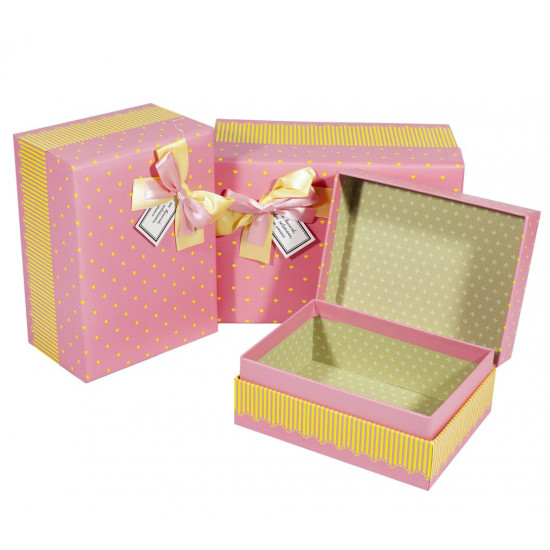 Подарункова коробка 06410-4, прямокутна рожева, 21*15*10cm/18.5*13*9/16*12*8cm 3шт. в наборі (06410-4)