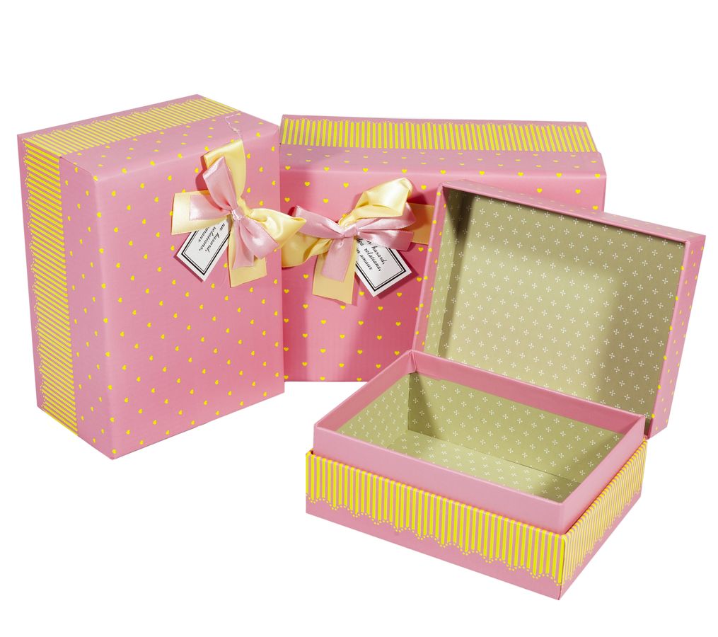 Подарункова коробка 06410-4, прямокутна рожева, 21*15*10cm/18.5*13*9/16*12*8cm 3шт. в наборі (06410-4)