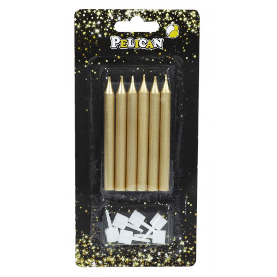 Набір свічок для торту "ОЛІВЕЦЬ 8см", ЗОЛОТО 6шт/уп Золотий Pelican (868111)