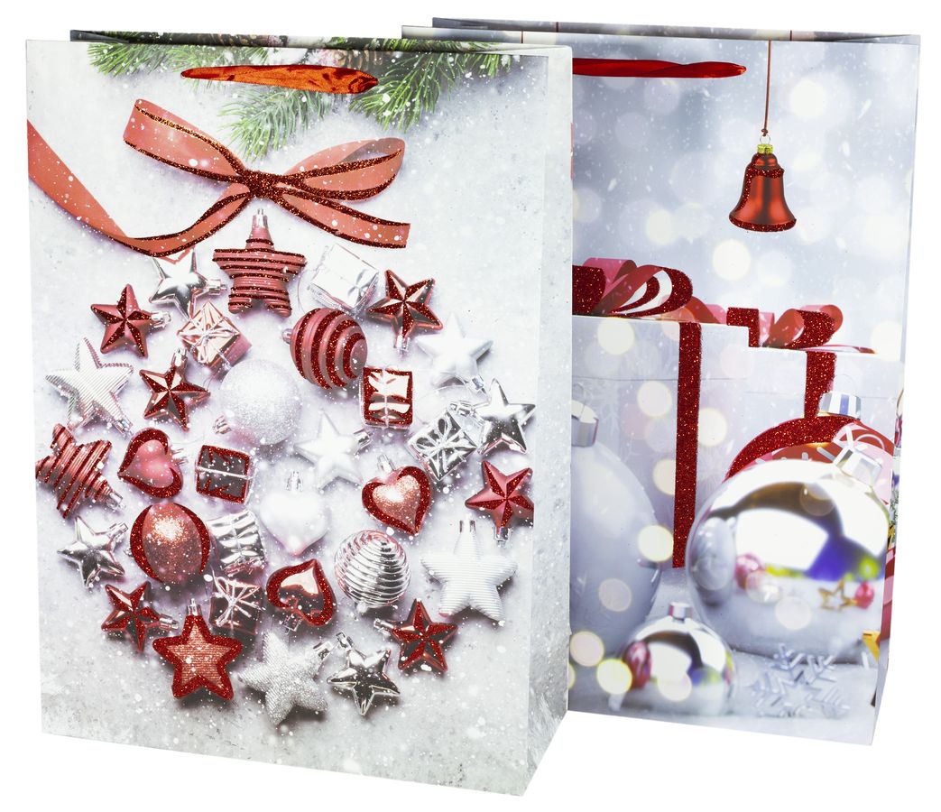 Пакет подарунковий 5260XXL, новорічний з глітером, 72*50*18cm Unison (5260XXL)