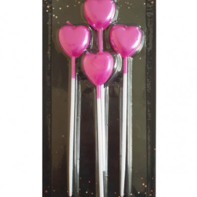 Набір свічок для торту "СЕРДЕЧКО на полочці", рожевий, 4шт/уп Рожевий Pelican (868604)