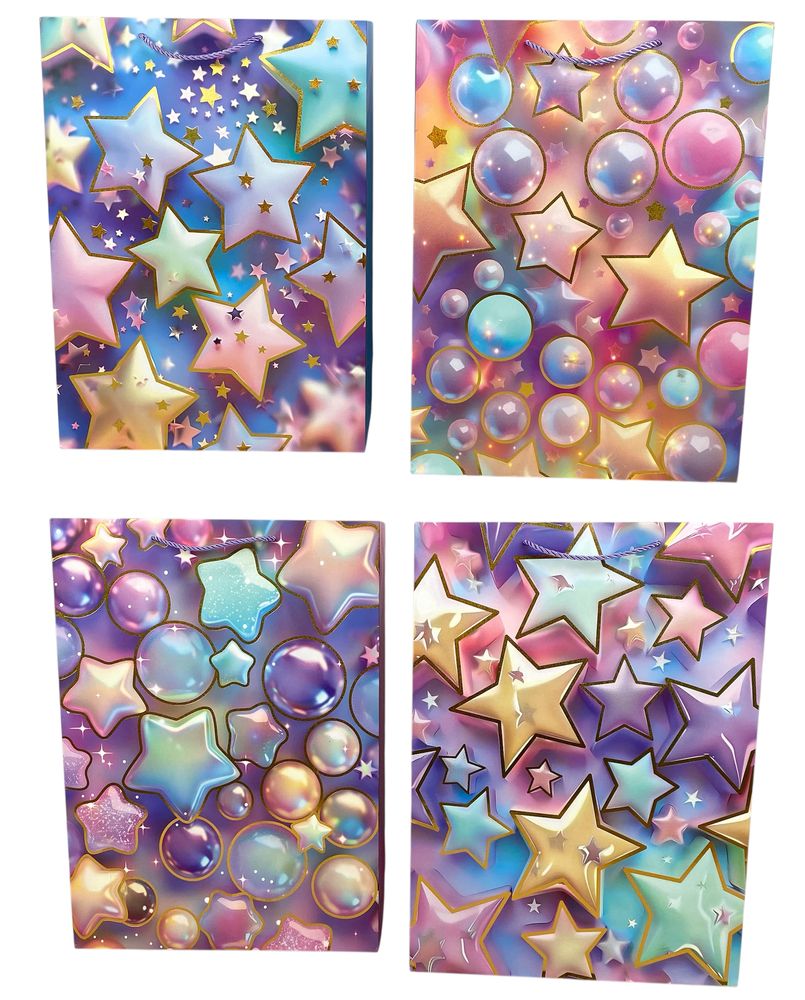 Пакет подарочный с фольгой 26 х 32 х 12см, 210гр, Звезды (SM1110M)