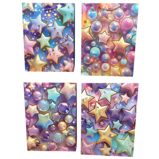 Пакет подарочный с фольгой 26 х 32 х 12см, 210гр, Звезды (SM1110M)