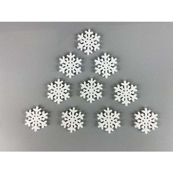 Деревянная снежинка-подвеска с сердечками 2 х 3см, белая, 10шт (TK-011)