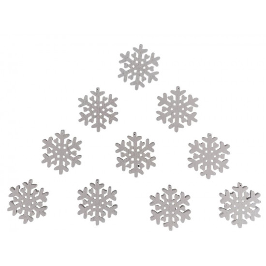 Деревянная снежинка-подвеска с сердечками 2 х 3см, белая, 10шт (TK-011)