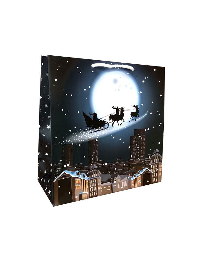 Пакет подарунковий ламінований новорічний 23х23 см, 150 г/м2 (W1 S)