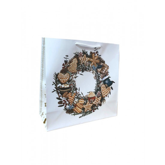 Пакет подарунковий ламінований новорічний 23х23 см, 150 г/м2 (W1 S)