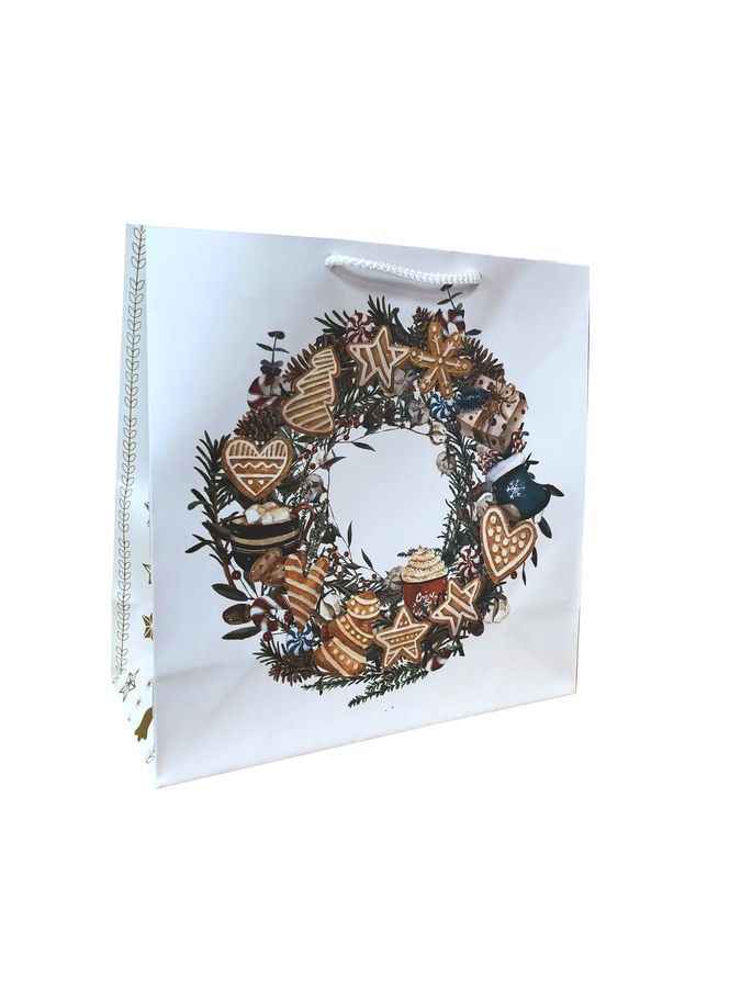 Пакет подарунковий ламінований новорічний 23х23 см, 150 г/м2 (W1 S)