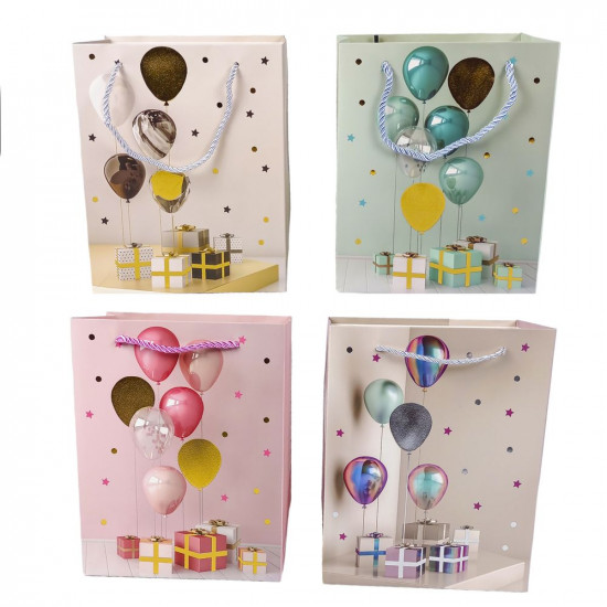 Пакет подарунковий 210гр, 18 x 23 x 10см (12шт/уп) Різнокольоровий Unison (ZD-9225-4S)