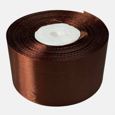 Атласна стрічка 5см (±5мм) x 33м Коричневий Marill (LA5033-74)