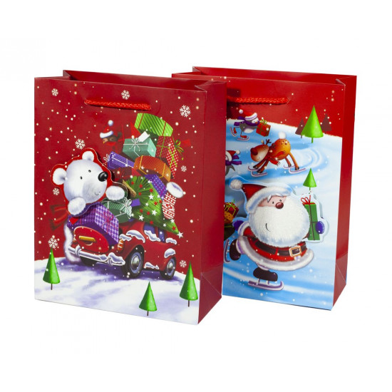Пакет подарунковий 1093S, новорічний -4 диз., 18*23*8cm (1093S)