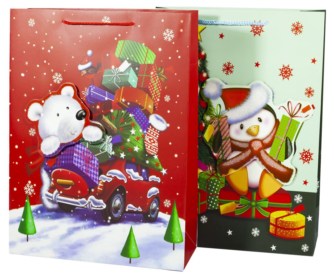 Пакет подарунковий 1093L, новорічний-4 диз., 31*42*12cm (1093L)