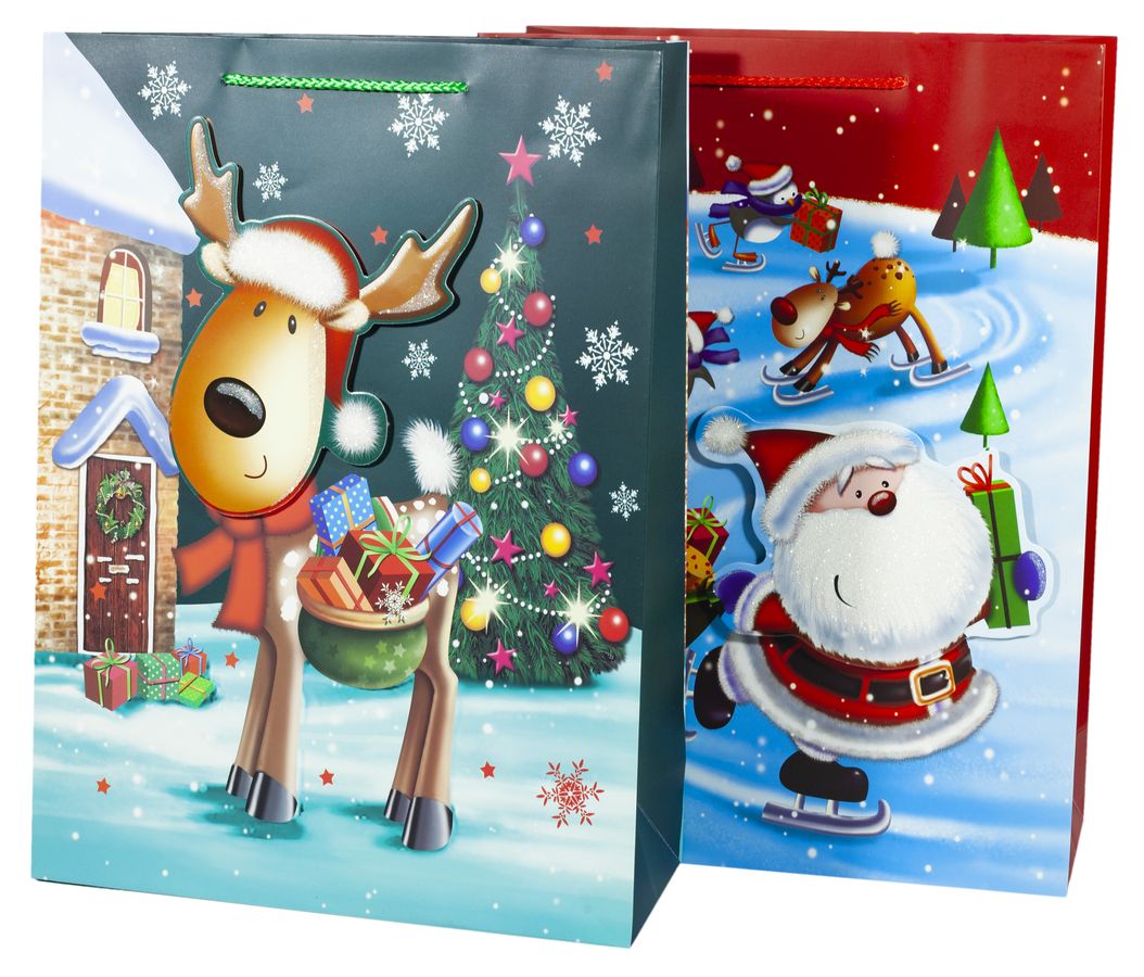 Пакет подарунковий 1093L, новорічний-4 диз., 31*42*12cm (1093L)