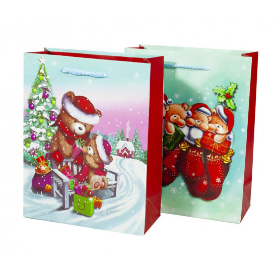 Пакет подарунковий 1201S,  новорічний-4 диз., 18*23*8cm (1201S)