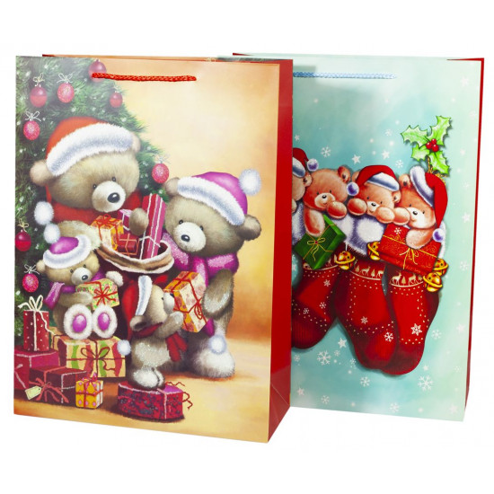 Пакет подарунковий 1201L, новорічний-4 диз., 31*42*12cm (1201L)
