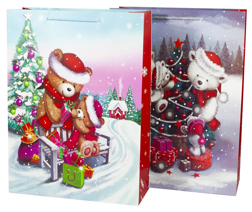 Пакет подарунковий 1201L, новорічний-4 диз., 31*42*12cm (1201L)