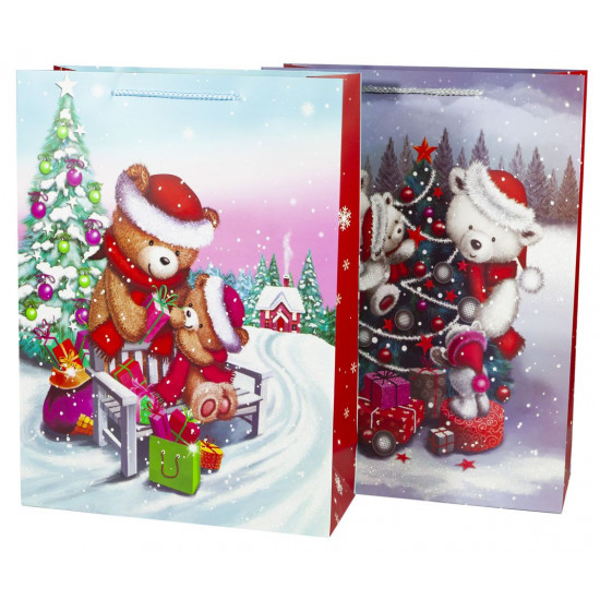 Пакет подарунковий 1201L, новорічний-4 диз., 31*42*12cm (1201L)