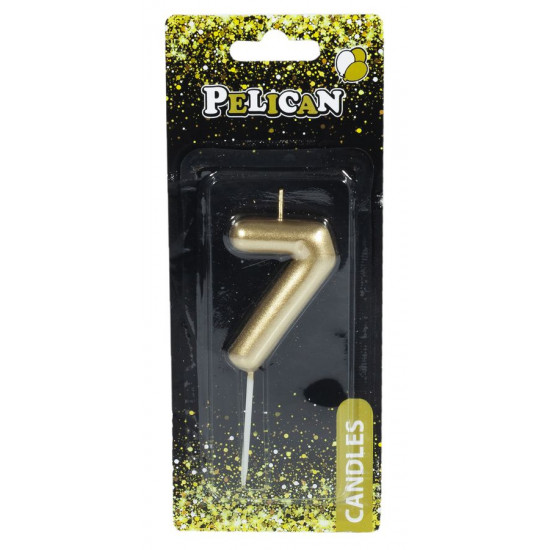 Свеча для торта Pelican "7" ЗОЛОТО 6 см Золотой Pelican (866017)