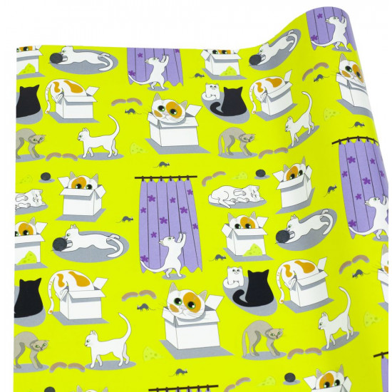 Папір подар-й офсет 50г. Милі котики; 1000х700 (10 аркушів) Чехія Жовтий Unison (PCZ10070-10-396)