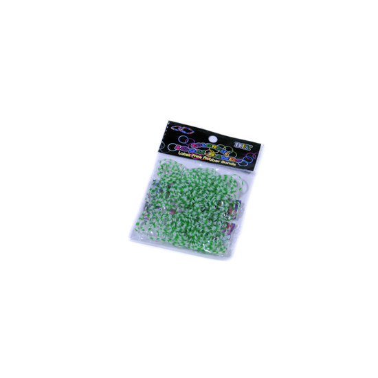 Набір резинок для плетіння браслетів,  в цяточку зелено-білі,  200шт./уп (Нт 113.2)