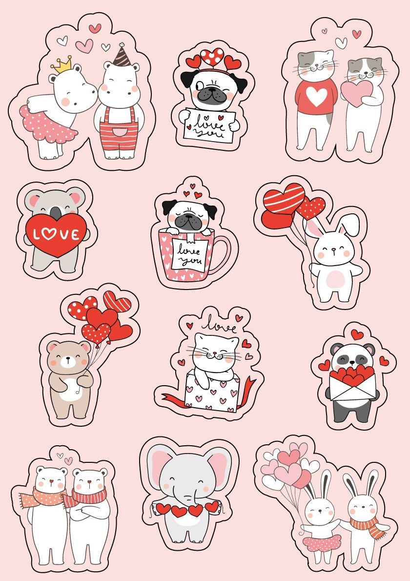 Наклейка А5 "Love you", 10шт/уп Рожевий Unison (VD-5)