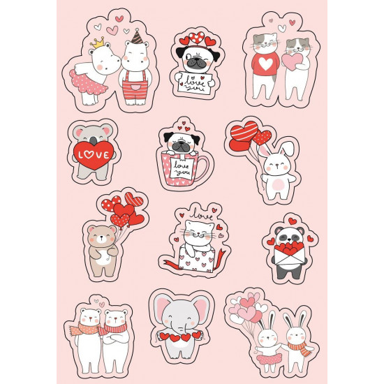 Наклейка А5 "Love you", 10шт/уп Рожевий Unison (VD-5)