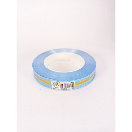 Стрічка пластикова 2см, 50 ярд,  блакитна + 3 золоті смужки Блакитний Unison (PAS20 - light blue)