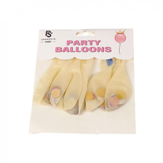 Кульки 10' (26см) конфеті - кольорові кружечки, 5шт/уп Прозорий Без бренду (1005-100)